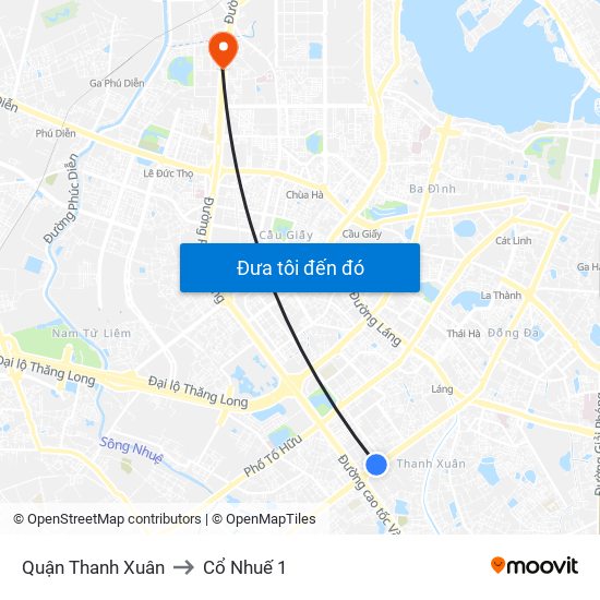 Quận Thanh Xuân to Cổ Nhuế 1 map