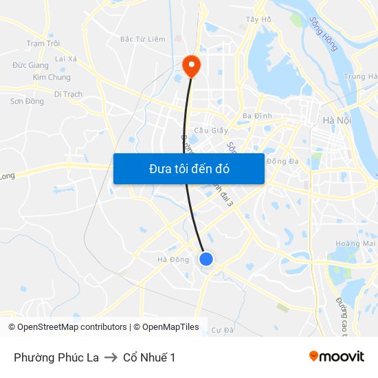 Phường Phúc La to Cổ Nhuế 1 map