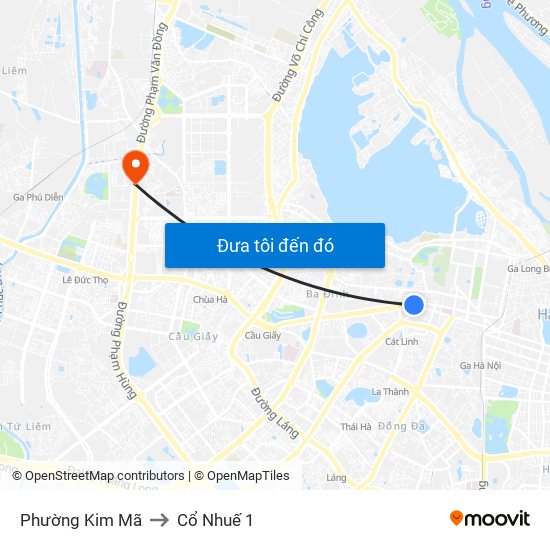 Phường Kim Mã to Cổ Nhuế 1 map