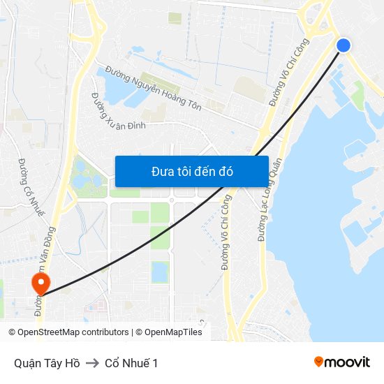 Quận Tây Hồ to Cổ Nhuế 1 map