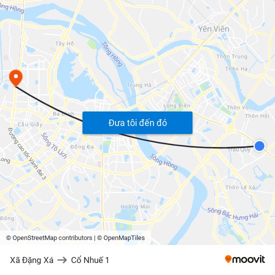 Xã Đặng Xá to Cổ Nhuế 1 map