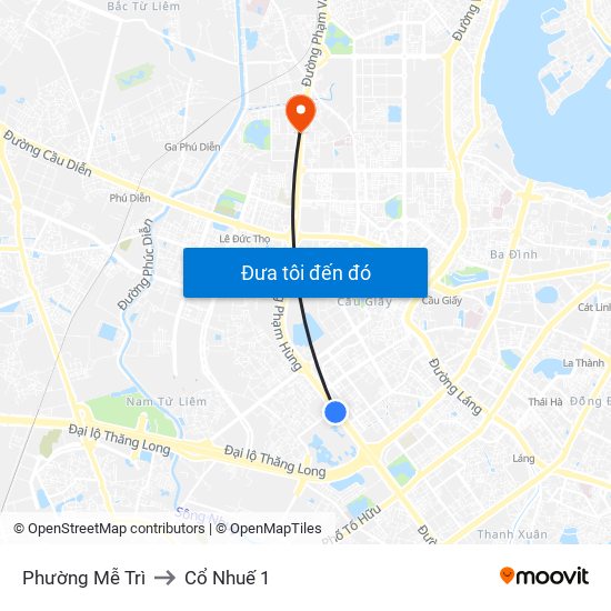 Phường Mễ Trì to Cổ Nhuế 1 map