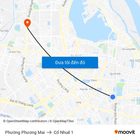 Phường Phương Mai to Cổ Nhuế 1 map