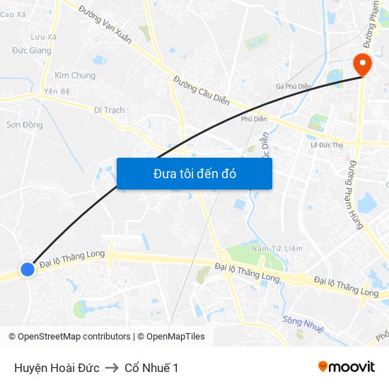 Huyện Hoài Đức to Cổ Nhuế 1 map