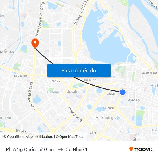 Phường Quốc Tử Giám to Cổ Nhuế 1 map