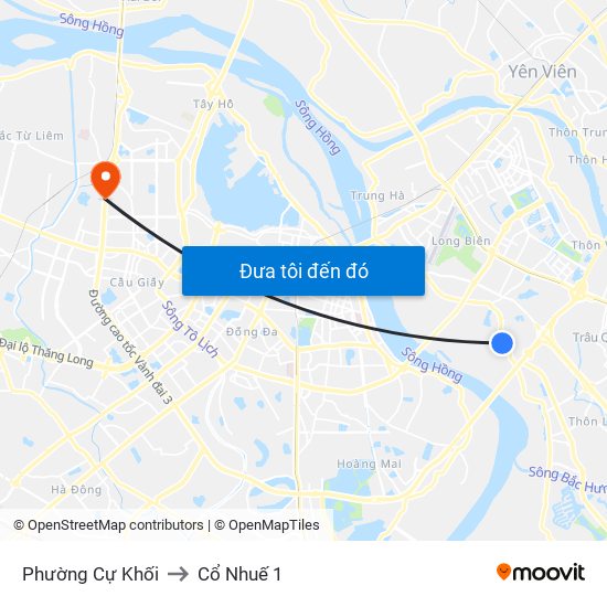 Phường Cự Khối to Cổ Nhuế 1 map