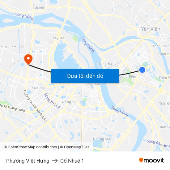 Phường Việt Hưng to Cổ Nhuế 1 map