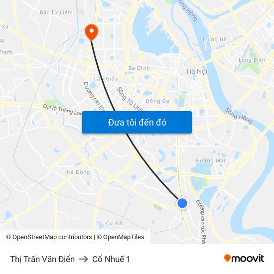 Thị Trấn Văn Điển to Cổ Nhuế 1 map