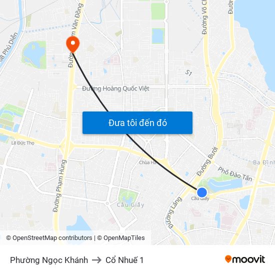 Phường Ngọc Khánh to Cổ Nhuế 1 map