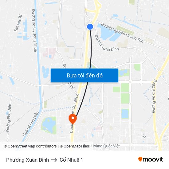 Phường Xuân Đỉnh to Cổ Nhuế 1 map