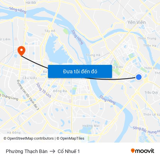 Phường Thạch Bàn to Cổ Nhuế 1 map