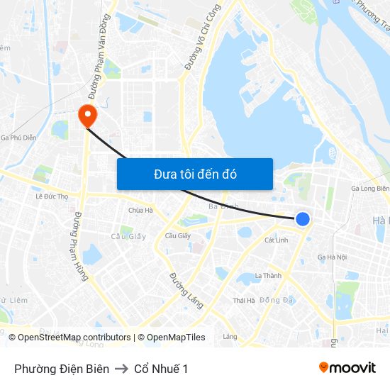 Phường Điện Biên to Cổ Nhuế 1 map