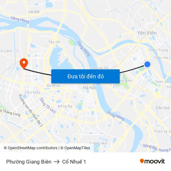 Phường Giang Biên to Cổ Nhuế 1 map