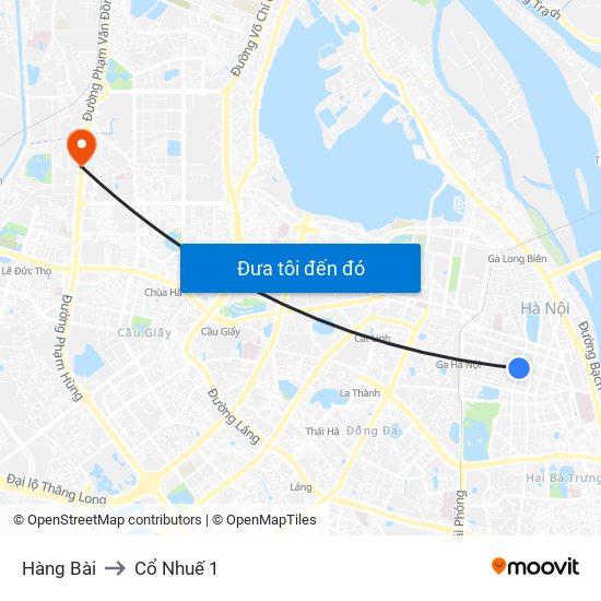 Hàng Bài to Cổ Nhuế 1 map