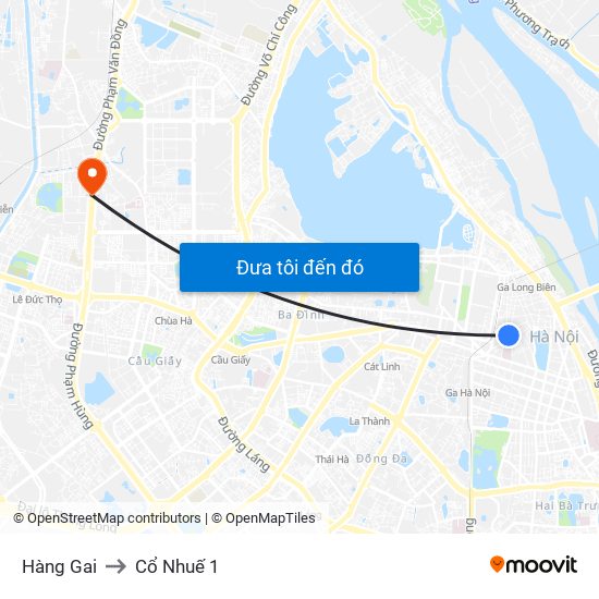 Hàng Gai to Cổ Nhuế 1 map