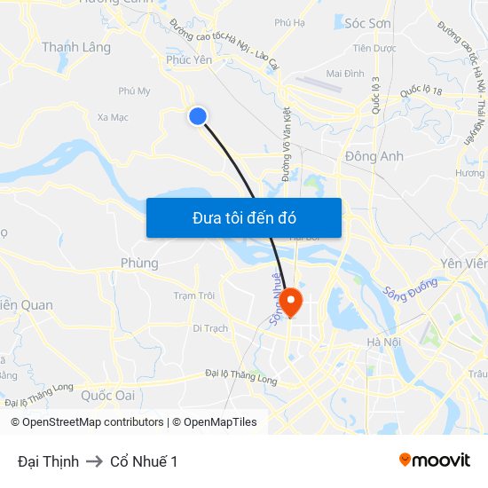 Đại Thịnh to Cổ Nhuế 1 map