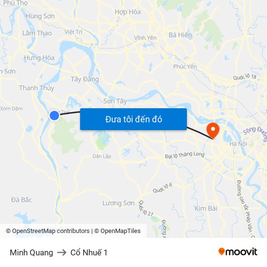 Minh Quang to Cổ Nhuế 1 map