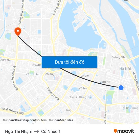 Ngô Thì Nhậm to Cổ Nhuế 1 map