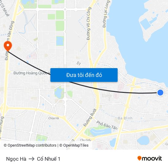 Ngọc Hà to Cổ Nhuế 1 map