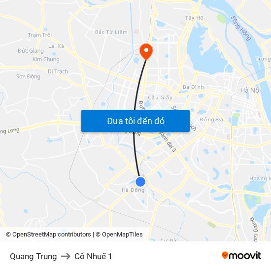 Quang Trung to Cổ Nhuế 1 map