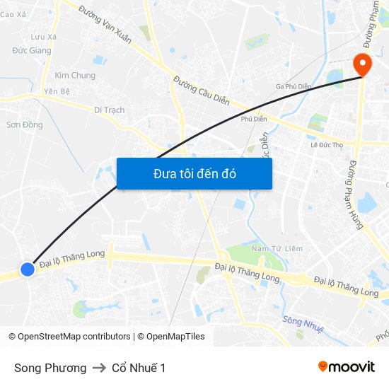 Song Phương to Cổ Nhuế 1 map