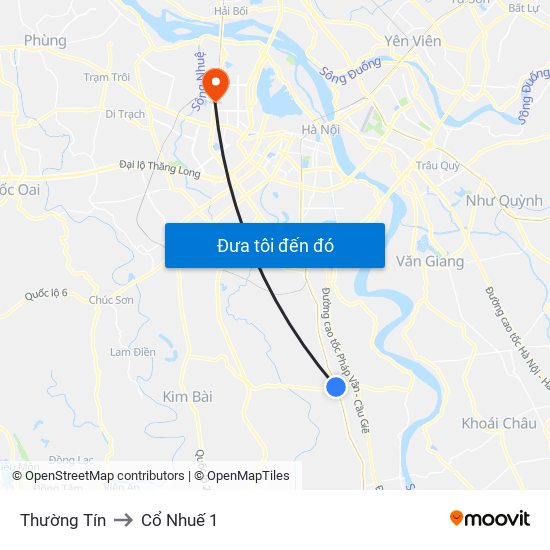 Thường Tín to Cổ Nhuế 1 map