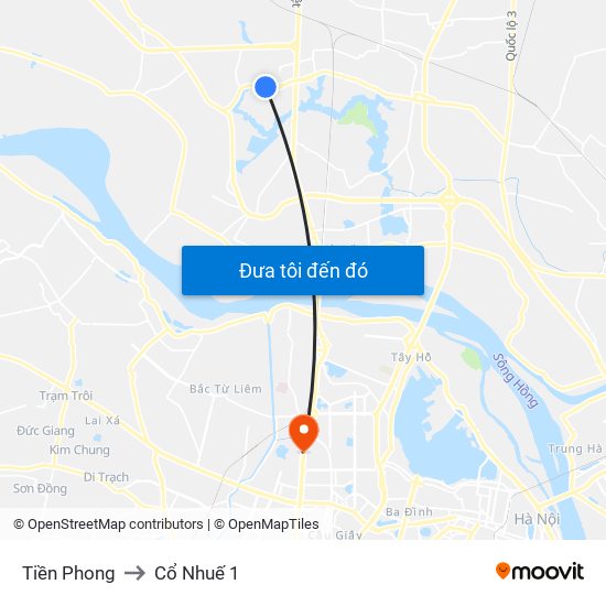 Tiền Phong to Cổ Nhuế 1 map