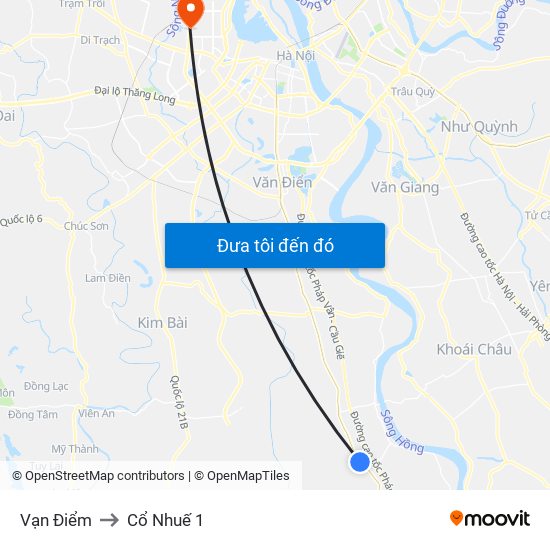 Vạn Điểm to Cổ Nhuế 1 map