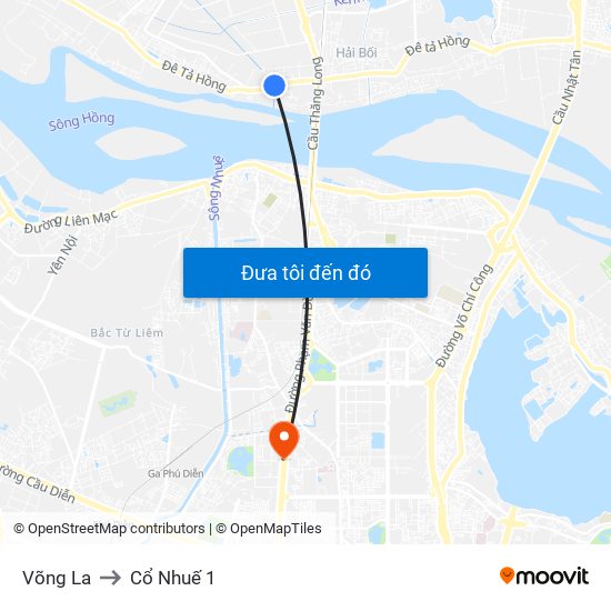 Võng La to Cổ Nhuế 1 map