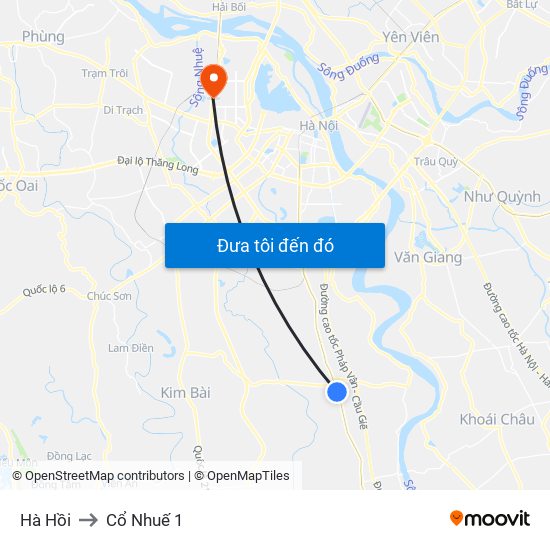 Hà Hồi to Cổ Nhuế 1 map