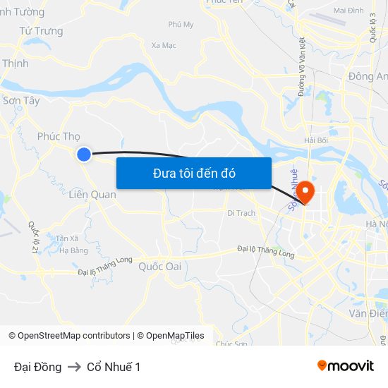 Đại Đồng to Cổ Nhuế 1 map