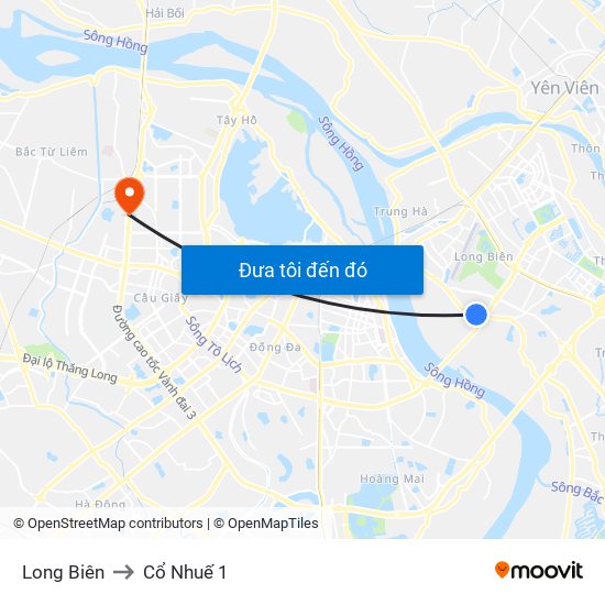 Long Biên to Cổ Nhuế 1 map