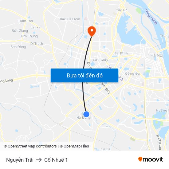 Nguyễn Trãi to Cổ Nhuế 1 map