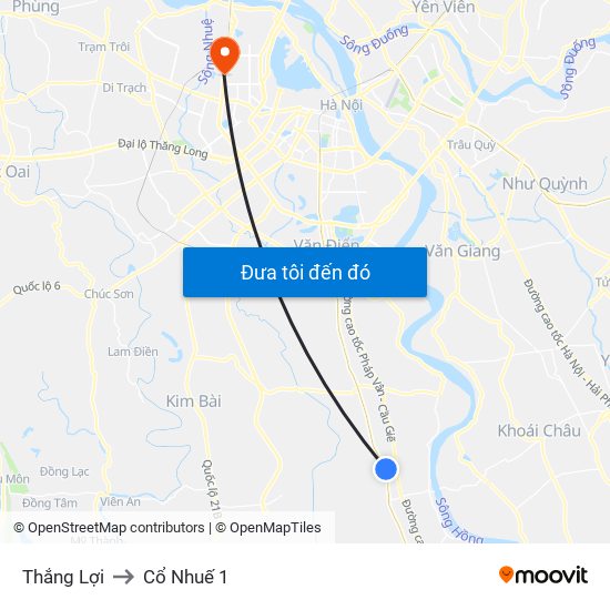 Thắng Lợi to Cổ Nhuế 1 map