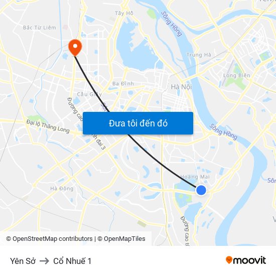 Yên Sở to Cổ Nhuế 1 map