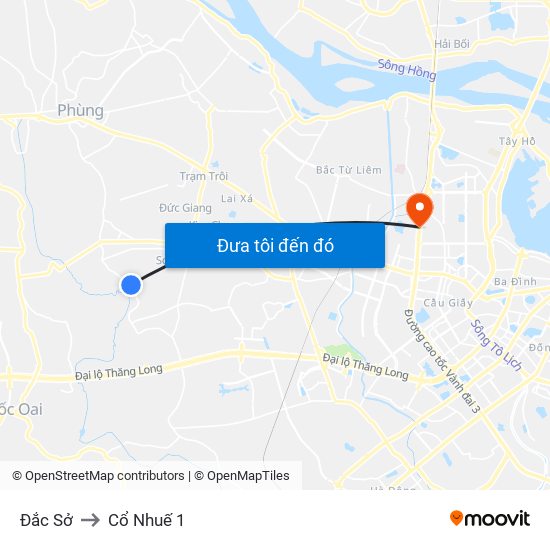 Đắc Sở to Cổ Nhuế 1 map