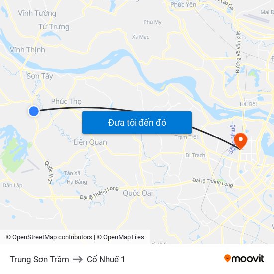 Trung Sơn Trầm to Cổ Nhuế 1 map