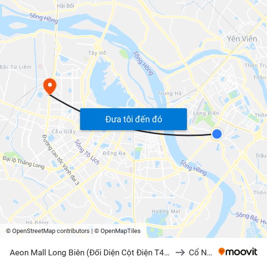 Aeon Mall Long Biên (Đối Diện Cột Điện T4a/2a-B Đường Cổ Linh) to Cổ Nhuế 1 map