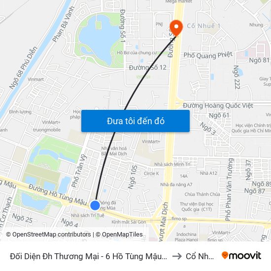 Đối Diện Đh Thương Mại - 6 Hồ Tùng Mậu (Cột Sau) to Cổ Nhuế 1 map