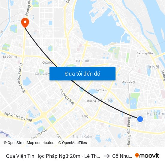 Qua Viện Tin Học Pháp Ngữ 20m - Lê Thanh Nghị to Cổ Nhuế 1 map