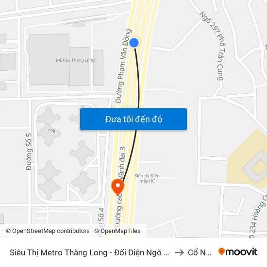 Siêu Thị Metro Thăng Long - Đối Diện Ngõ 599 Phạm Văn Đồng to Cổ Nhuế 1 map