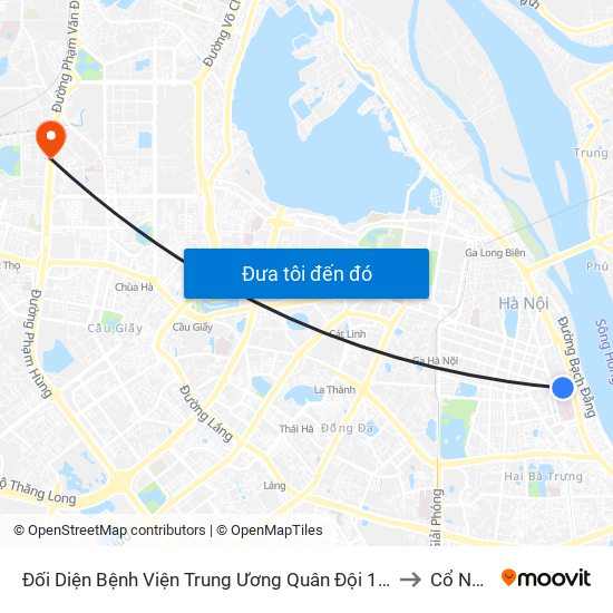 Đối Diện Bệnh Viện Trung Ương Quân Đội 108 - Trần Hưng Đạo to Cổ Nhuế 1 map