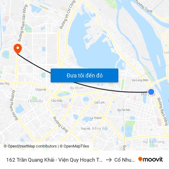 162 Trần Quang Khải - Viện Quy Hoạch Thủy Lợi to Cổ Nhuế 1 map