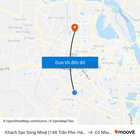 Khách Sạn Sông Nhuệ (148 Trần Phú- Hà Đông) to Cổ Nhuế 1 map