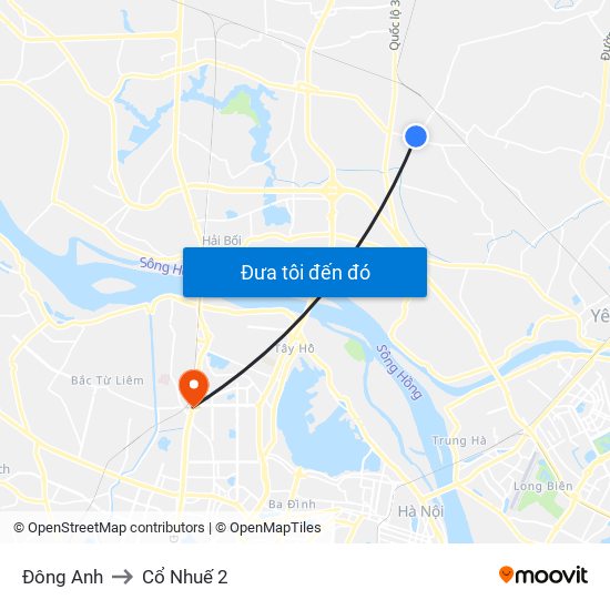 Đông Anh to Cổ Nhuế 2 map