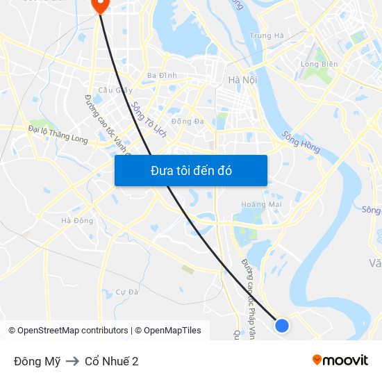 Đông Mỹ to Cổ Nhuế 2 map