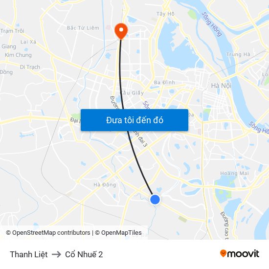 Thanh Liệt to Cổ Nhuế 2 map