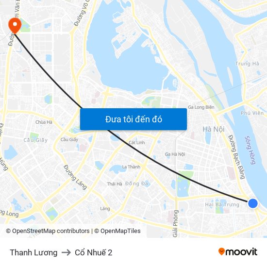 Thanh Lương to Cổ Nhuế 2 map