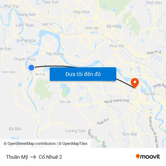 Thuần Mỹ to Cổ Nhuế 2 map