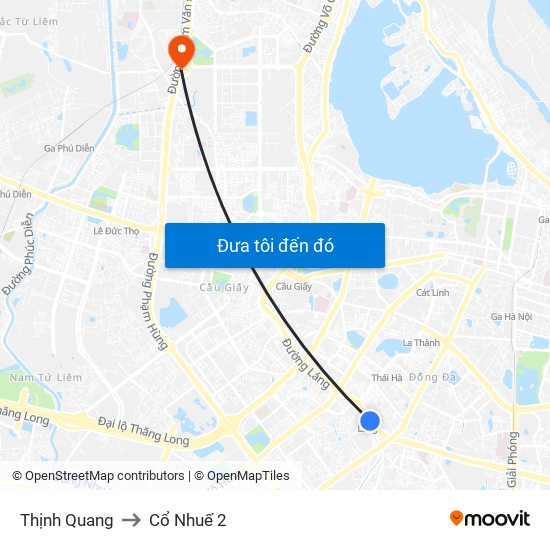 Thịnh Quang to Cổ Nhuế 2 map